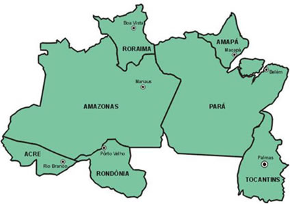 mapa região norte brasil