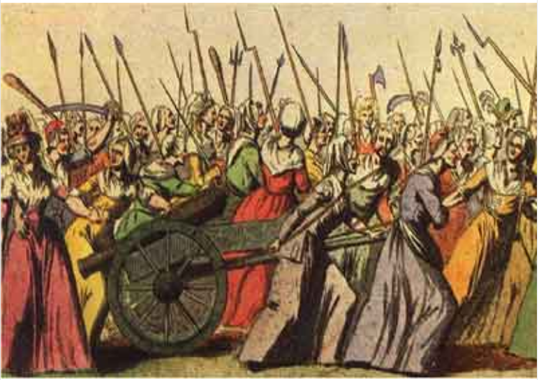 Mulheres marchando em Versalhes para buscar o rei Luís XVI