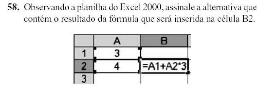 Questão Excel 2000 - Prova Vunesp