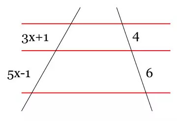 calcule o valor do x - teorema de tales