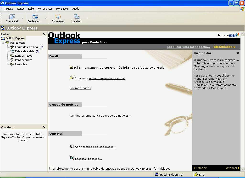 Questão MS-Outlook Express 6 - Prova FMS 2011